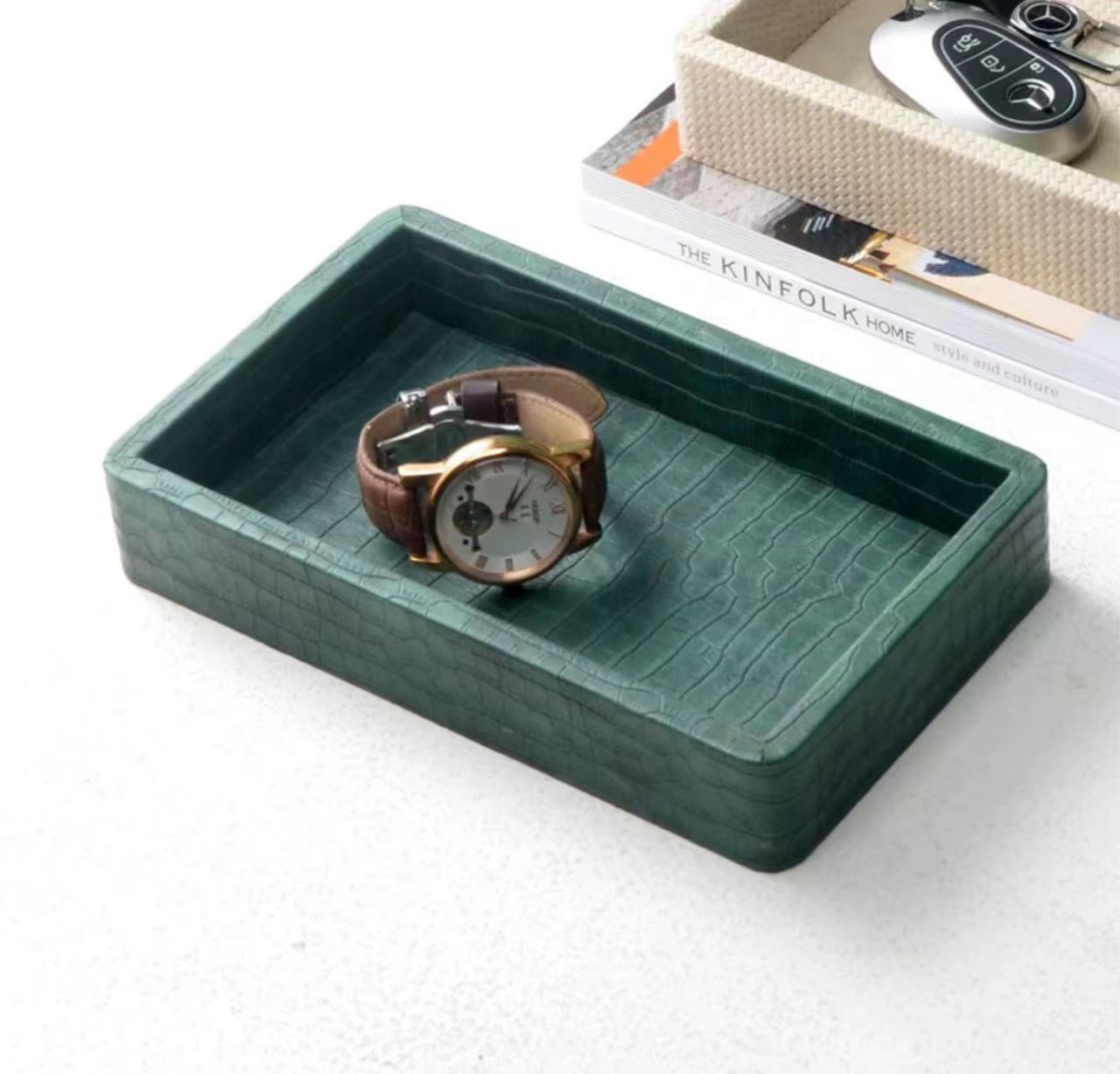 Leather Key Storage Tray for Entryway