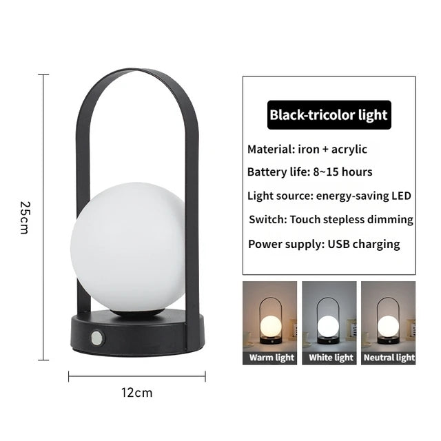 Dimmable Portable Wireless Metal Table Lamp