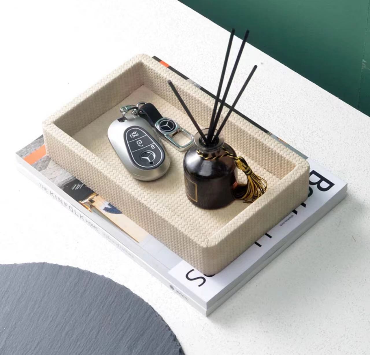 Leather Key Storage Tray for Entryway